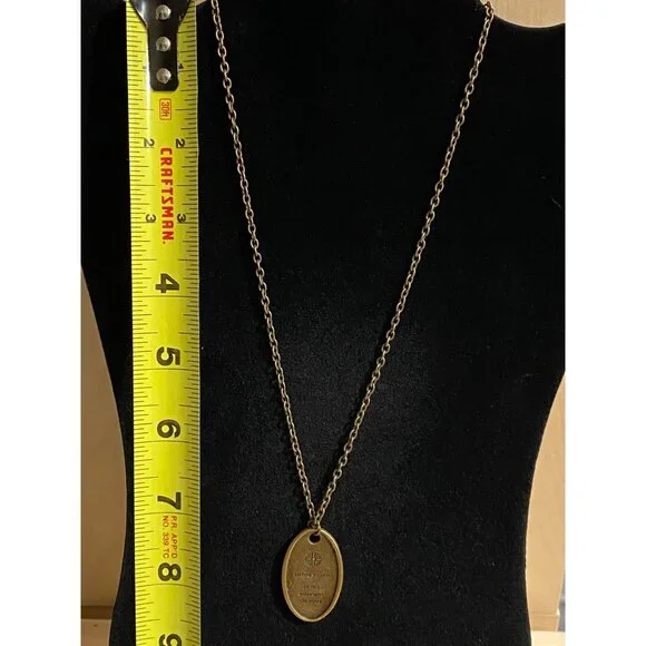 Vintage La Memoire Bronze Pendant Necklace With Engraving - Picture 4 of 4